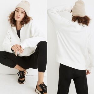 NWT Madewell MWL Betterterry Zip Front Mock Neck Long Sleeve Sweatshirt